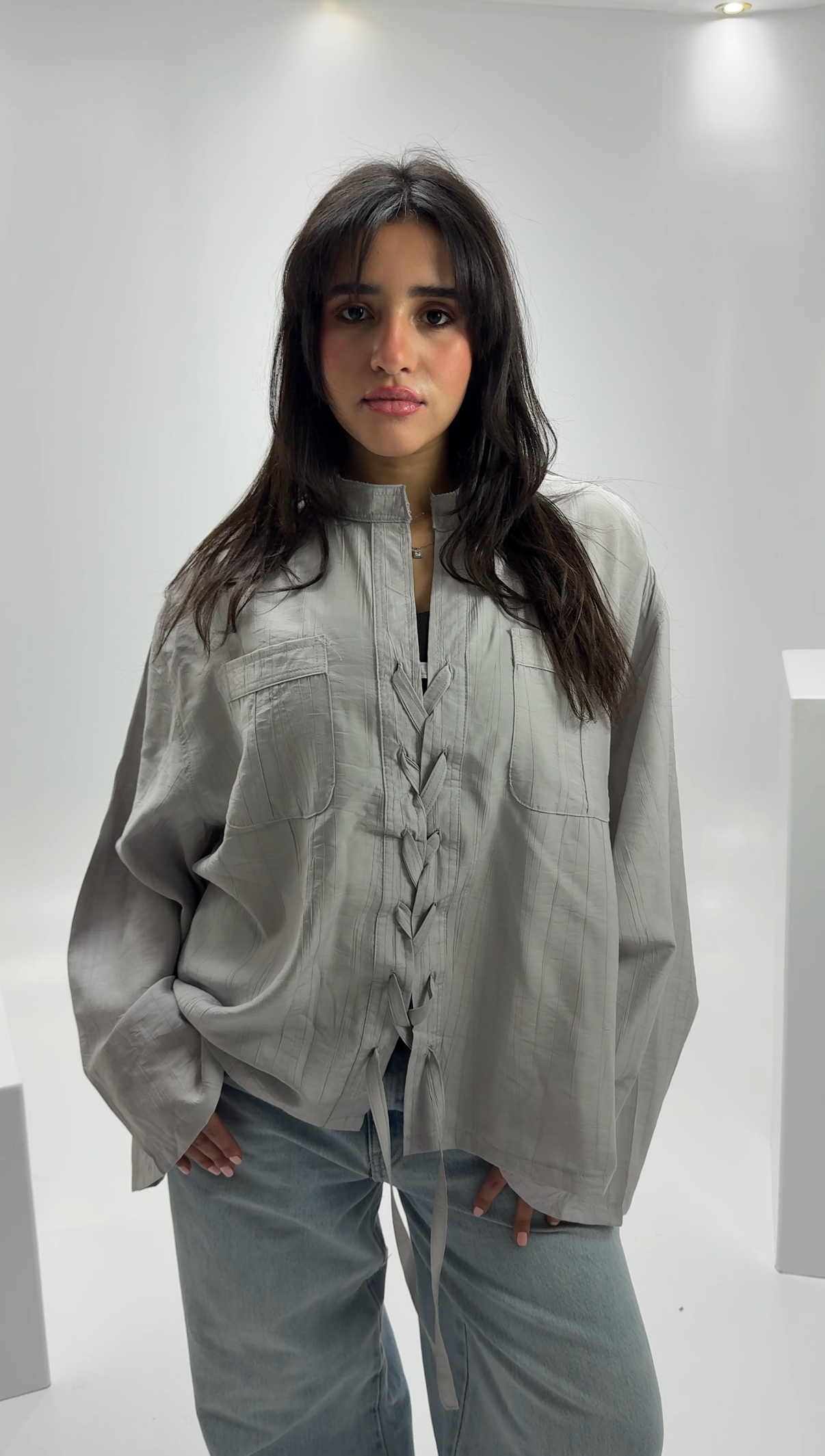 Lace-Up Blouse